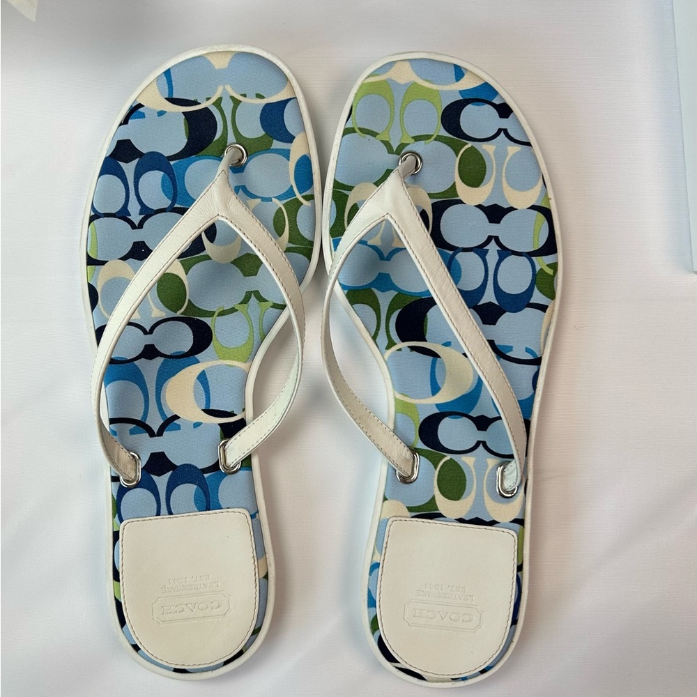 Coach Linette 2003 Y2K Flip Flop Leather Sandals w/ Box & Receipt Women's Sz 7M